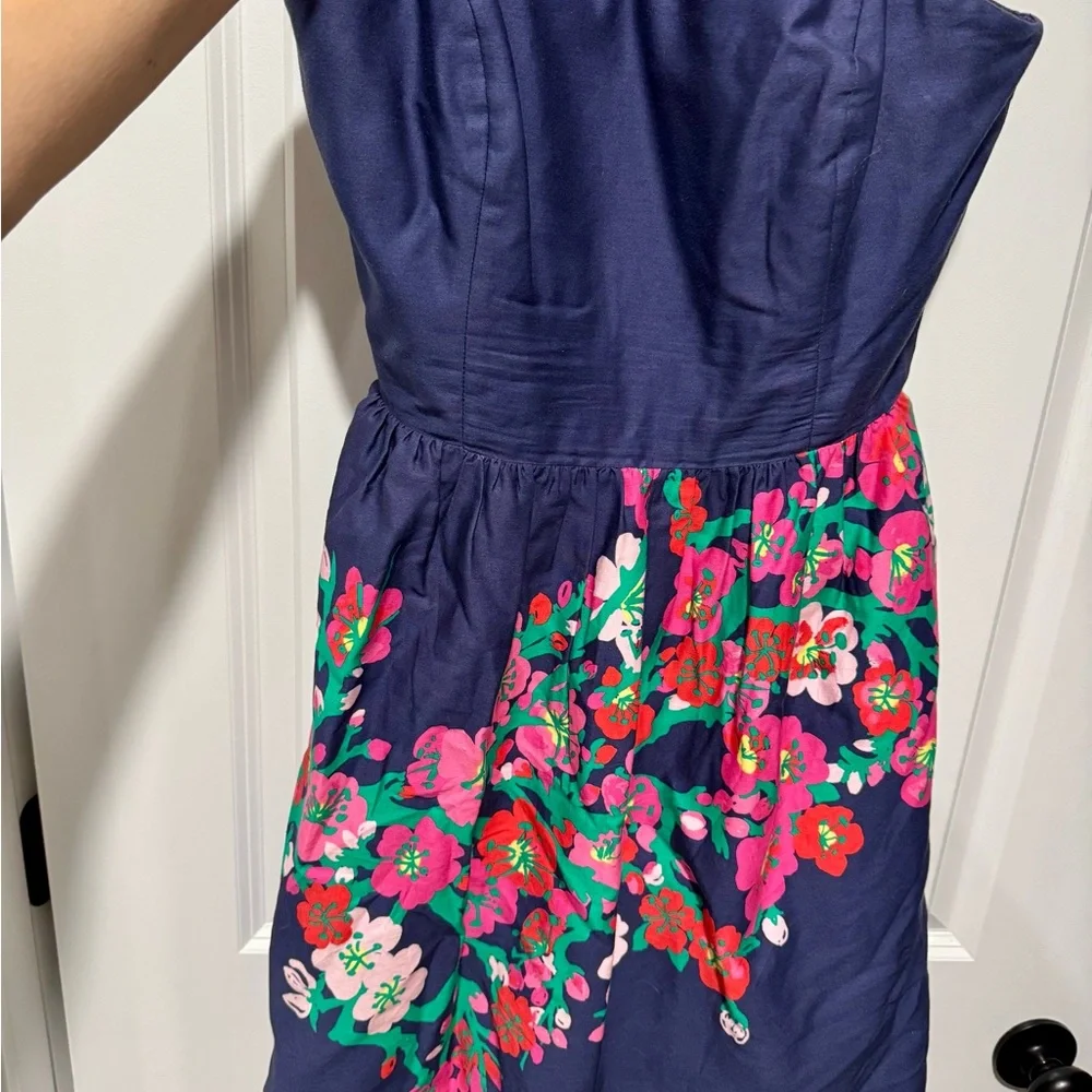 Lilly‎ Pulitzer Lottie Navy Floral Strapless Dress - Picture 2 of 9